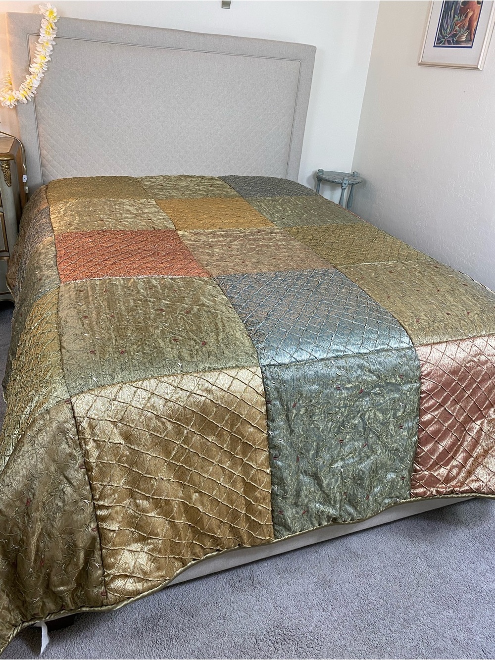jcpenney elegant Patchwork Comforter in Green, red , blue gray, taupe